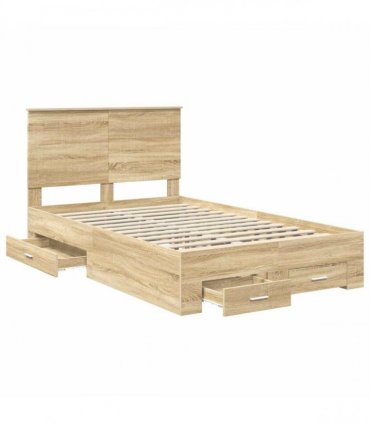 vidaXL Bed Frame with Drawer Sonoma Oak 120 x 200 cm Engineered Wood