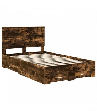 vidaXL Bed Frame with Drawer Smoked Oak 120 x 200 cm Engineered Wood