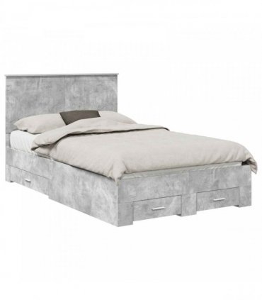 vidaXL Bed Frame Concrete Grey 120 x 190 cm Engineered Wood