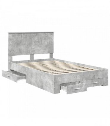 vidaXL Bed Frame Concrete Grey 120 x 190 cm Engineered Wood