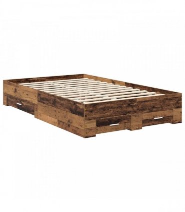 vidaXL Bed Frame with Drawer Old Wood 120 x 190 cm Engineered Wood