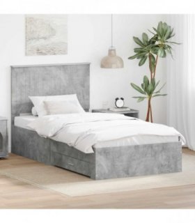 vidaXL Bed Frame Concrete Grey 100 x 200 cm Engineered Wood