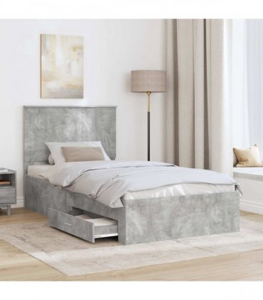 vidaXL Bed Frame Concrete Grey 100 x 200 cm Engineered Wood