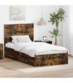 vidaXL Bed Frame with Drawer Smoked Oak 100 x 200 cm Engineered Wood