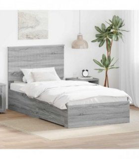 vidaXL Bed Frame with Drawer Grey Sonoma 100 x 200 cm Engineered Wood