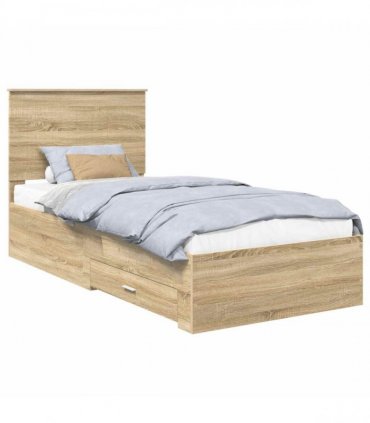 vidaXL Bed Frame with Drawer Sonoma Oak 90 x 200 cm Engineered Wood