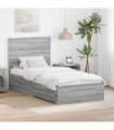 vidaXL Bed Frame with Drawer Grey Sonoma 90 x 200 cm Engineered Wood