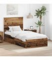 vidaXL Bed Frame with Drawer Old Wood 90 x 200 cm Engineered Wood