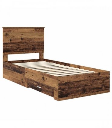 vidaXL Bed Frame with Drawer Old Wood 90 x 200 cm Engineered Wood