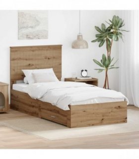 vidaXL Bed Frame with Drawer Artisan Oak 90 x 200 cm Engineered Wood