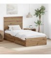 vidaXL Bed Frame with Drawer Artisan Oak 90 x 200 cm Engineered Wood