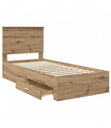 vidaXL Bed Frame with Drawer Artisan Oak 90 x 200 cm Engineered Wood