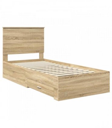 vidaXL Bed Frame with Drawer Sonoma Oak 90 x 190 cm Engineered Wood