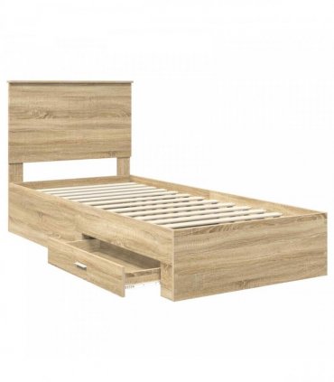 vidaXL Bed Frame with Drawer Sonoma Oak 90 x 190 cm Engineered Wood