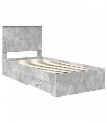 vidaXL Bed Frame with Drawer Concrete Grey 90 x 190 cm Engineered Wood
