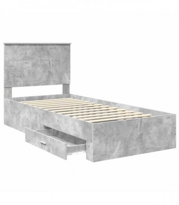 vidaXL Bed Frame with Drawer Concrete Grey 90 x 190 cm Engineered Wood