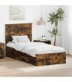 vidaXL Bed Frame with Drawer Smoked Oak 90 x 190 cm Engineered Wood