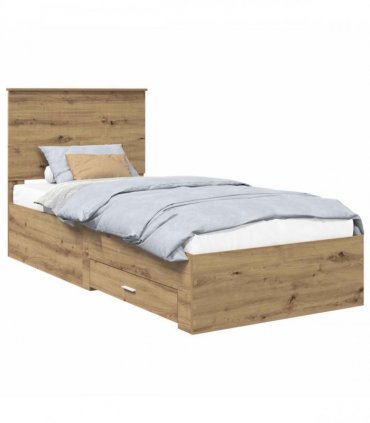 vidaXL Bed Frame with Drawer Artisan Oak 90 x 190 cm Engineered Wood