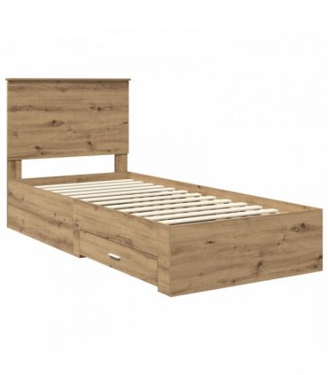vidaXL Bed Frame with Drawer Artisan Oak 90 x 190 cm Engineered Wood