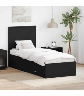 vidaXL Bed Frame Black and Silver 70 x 190 cm Engineered Wood