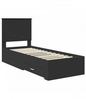 vidaXL Bed Frame Black and Silver 70 x 190 cm Engineered Wood