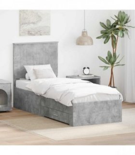 vidaXL Bed Frame Concrete Grey and Silver 70 x 190 cm Engineered Wood