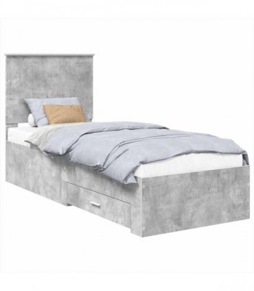 vidaXL Bed Frame Concrete Grey and Silver 70 x 190 cm Engineered Wood