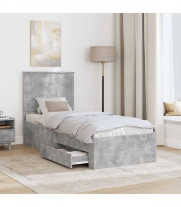 vidaXL Bed Frame Concrete Grey and Silver 70 x 190 cm Engineered Wood