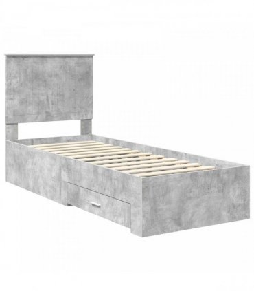 vidaXL Bed Frame Concrete Grey and Silver 70 x 190 cm Engineered Wood