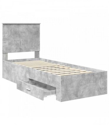 vidaXL Bed Frame Concrete Grey and Silver 70 x 190 cm Engineered Wood