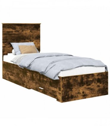 vidaXL Bed Frame Smoked Oak and Silver 70 x 190 cm Engineered Wood