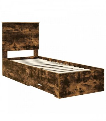 vidaXL Bed Frame Smoked Oak and Silver 70 x 190 cm Engineered Wood