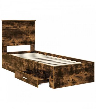 vidaXL Bed Frame Smoked Oak and Silver 70 x 190 cm Engineered Wood