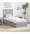 vidaXL Bed Frame Grey Sonoma and Silver 70 x 190 cm Engineered Wood
