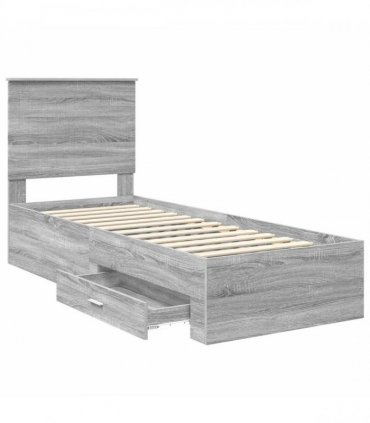 vidaXL Bed Frame Grey Sonoma and Silver 70 x 190 cm Engineered Wood