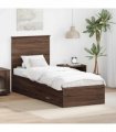 vidaXL Bed Frame Brown Oak and Silver 70 x 190 cm Engineered Wood