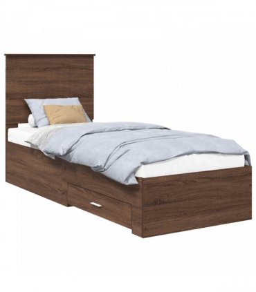 vidaXL Bed Frame Brown Oak and Silver 70 x 190 cm Engineered Wood