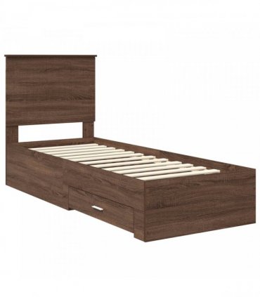 vidaXL Bed Frame Brown Oak and Silver 70 x 190 cm Engineered Wood