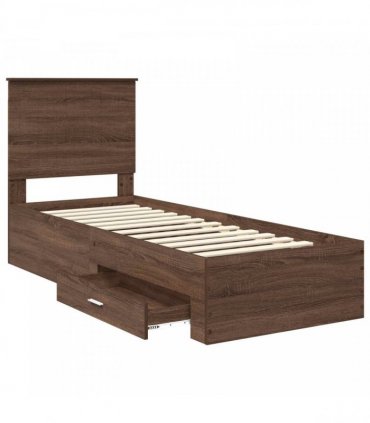 vidaXL Bed Frame Brown Oak and Silver 70 x 190 cm Engineered Wood
