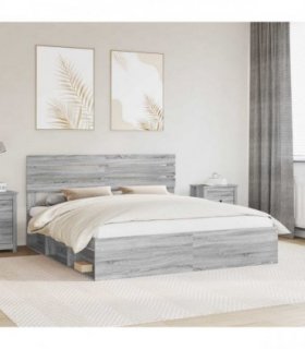 vidaXL Bed Frame Grey Sonoma 180 x 200 cm Solid Pine Wood