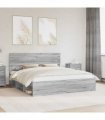 vidaXL Bed Frame Grey Sonoma 180 x 200 cm Solid Pine Wood