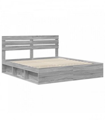 vidaXL Bed Frame Grey Sonoma 180 x 200 cm Solid Pine Wood