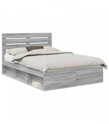 vidaXL Bed Frame Grey Sonoma 160 x 200 cm Solid Pine Wood