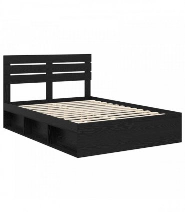 vidaXL Bed Frame with Headboard Black 150 x 200 cm Solid Pine Wood
