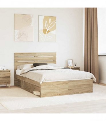 vidaXL Bed Frame Sonoma Oak 150 x 200 cm Solid Pine Wood