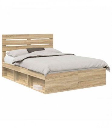 vidaXL Bed Frame Sonoma Oak 150 x 200 cm Solid Pine Wood