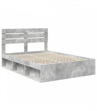vidaXL Bed Frame Concrete Grey 150 x 200 cm Solid Pine Wood