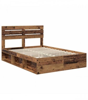 vidaXL Bed Frame with Headboard Old Wood 150 x 200 cm Solid Pine Wood