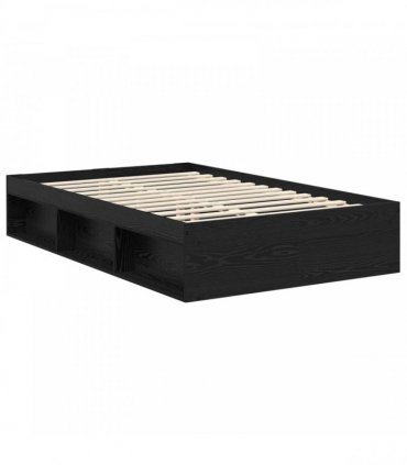 vidaXL Bed Frame Black Oak 135 x 190 cm Solid Pine Wood