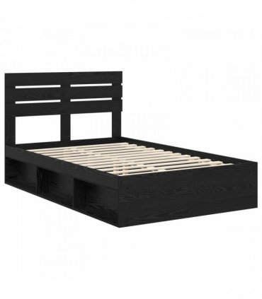 vidaXL Bed Frame Black Oak 120 x 200 cm Solid Pine Wood